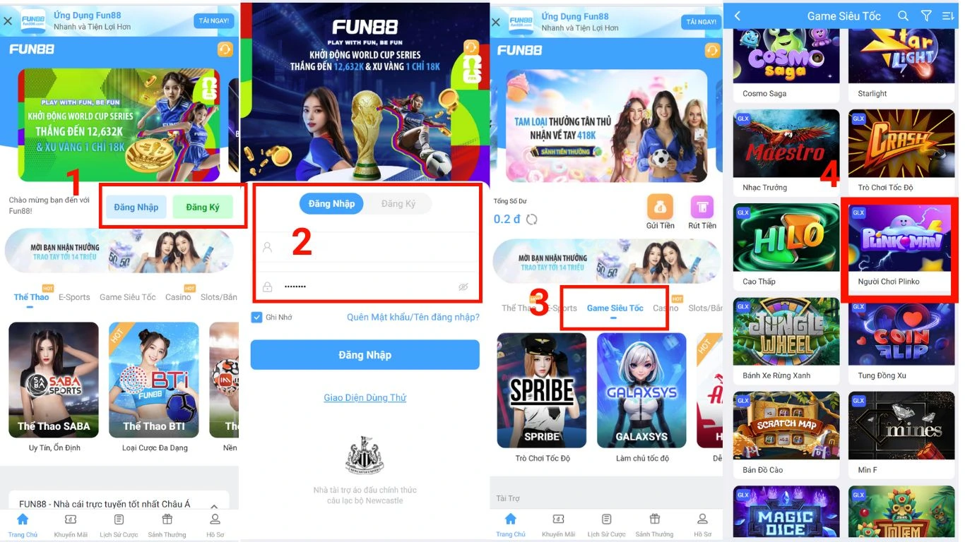 Các bước chơi plinko tại FUN88