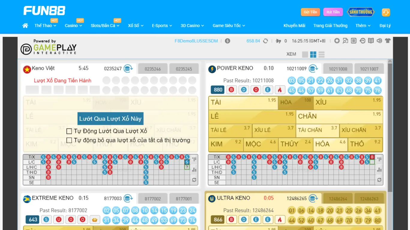 Trải nghiệm Keno tại FUN88