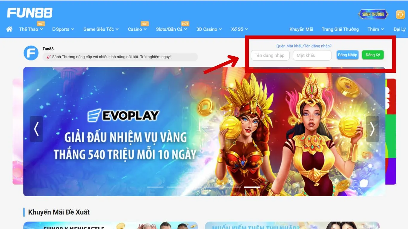 đăng ký FUn88 bước 1