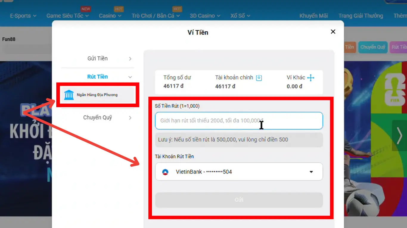 rút tiền fun88 bước 2