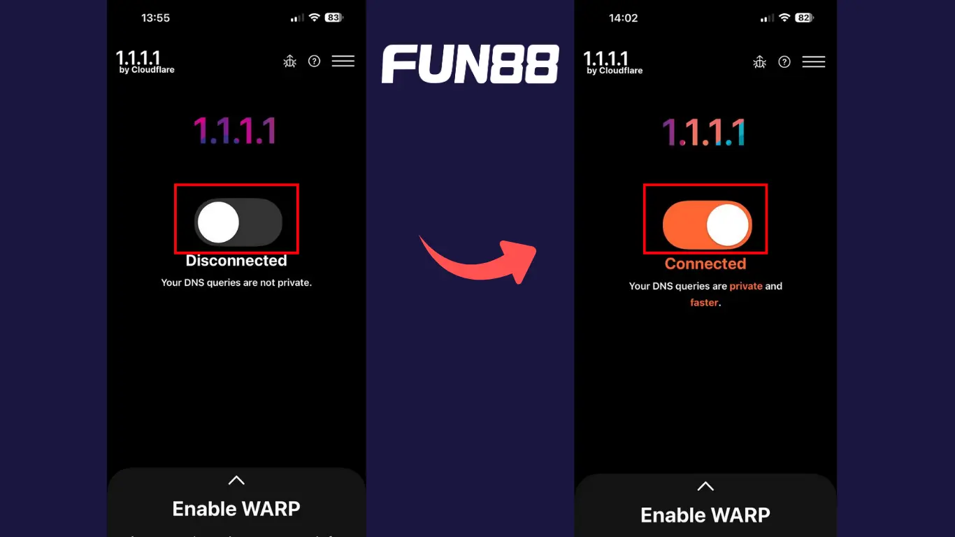 Cách mở VPN tại ứng dụng 1.1.1.1