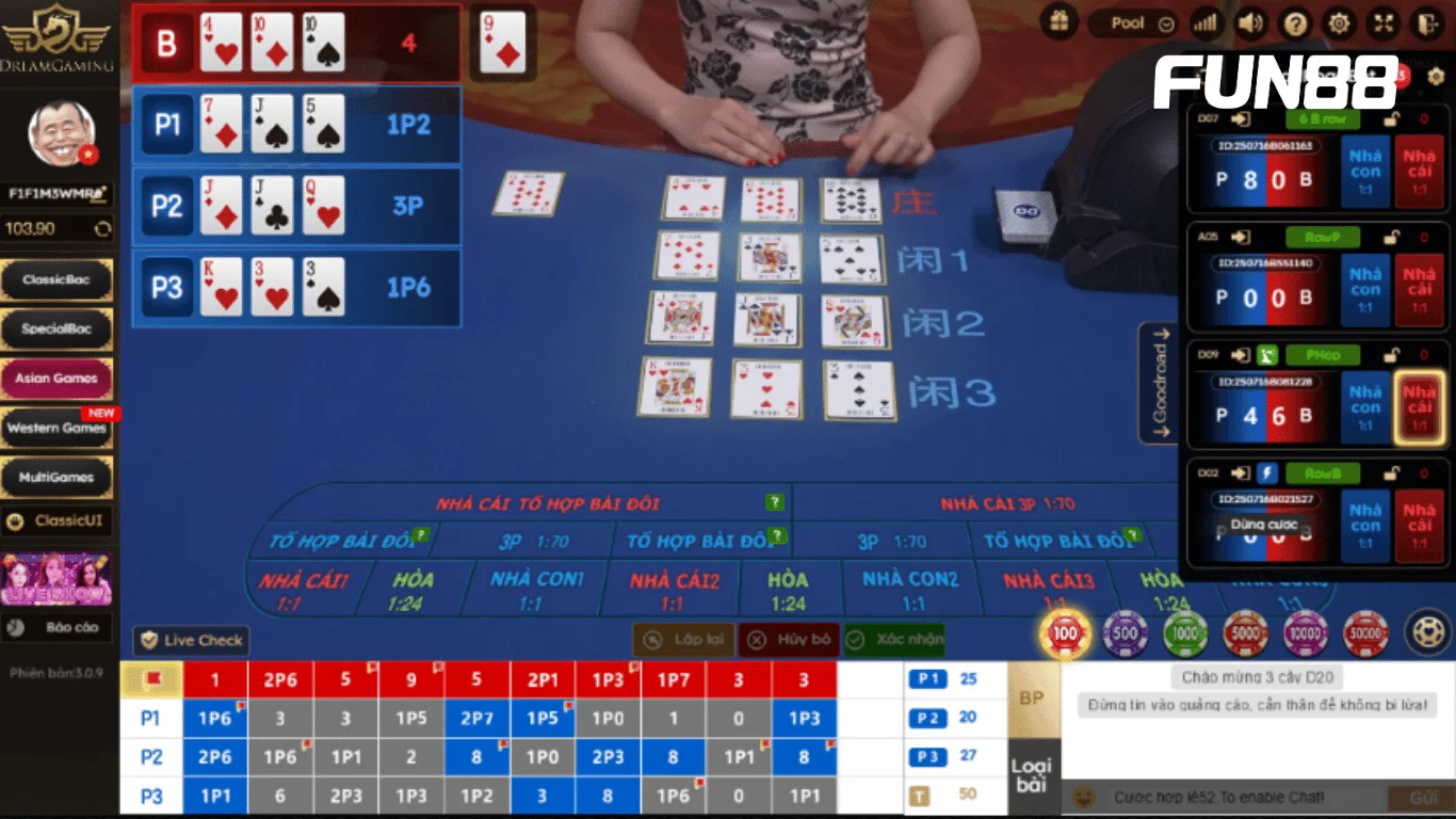 Game Poker 3 Lá tại FUN88