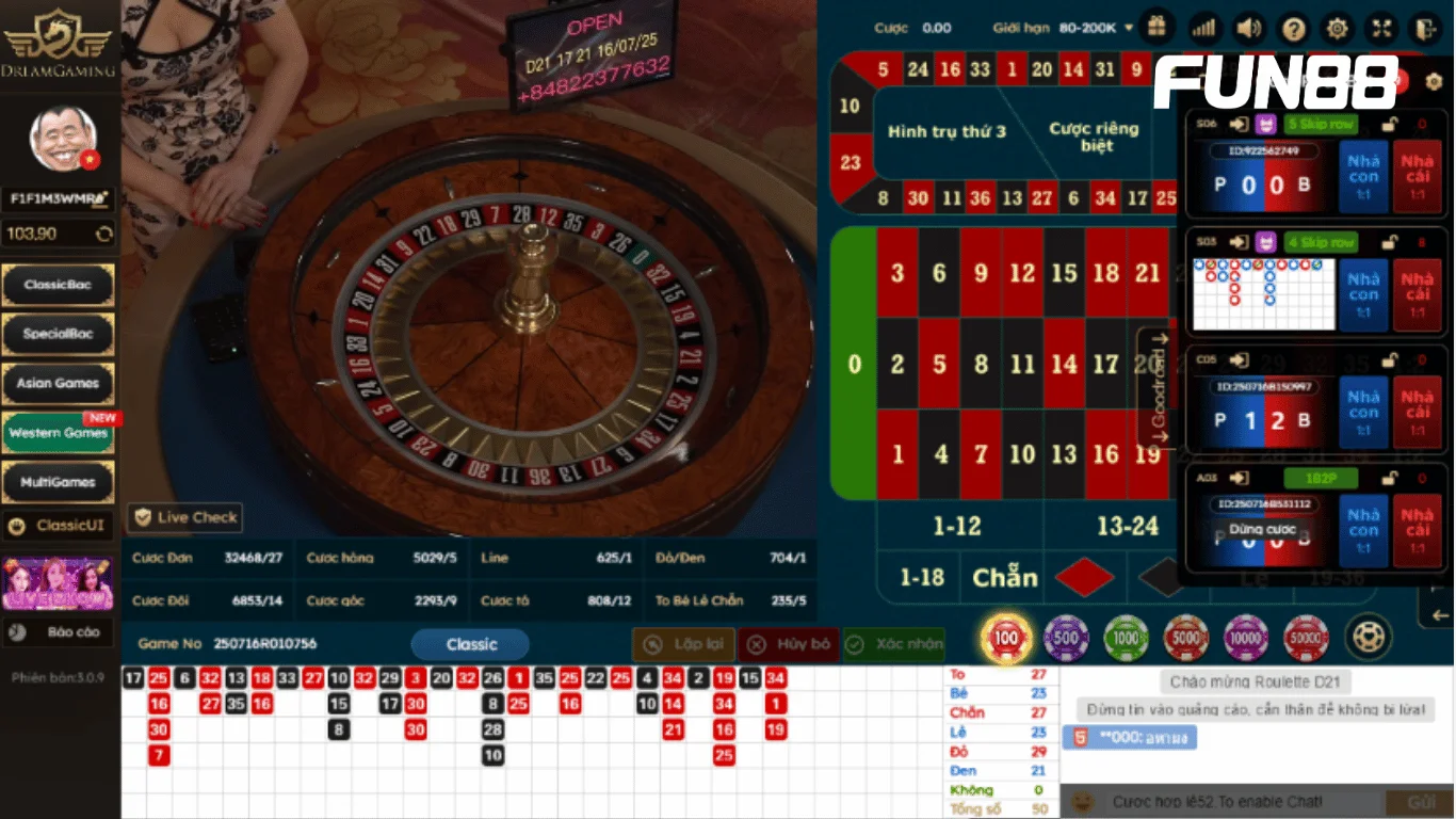 Game Roulette tại FUN88