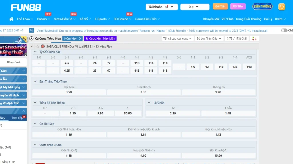 Hội viên nên chọn trận có tỷ lệ thắng ổn