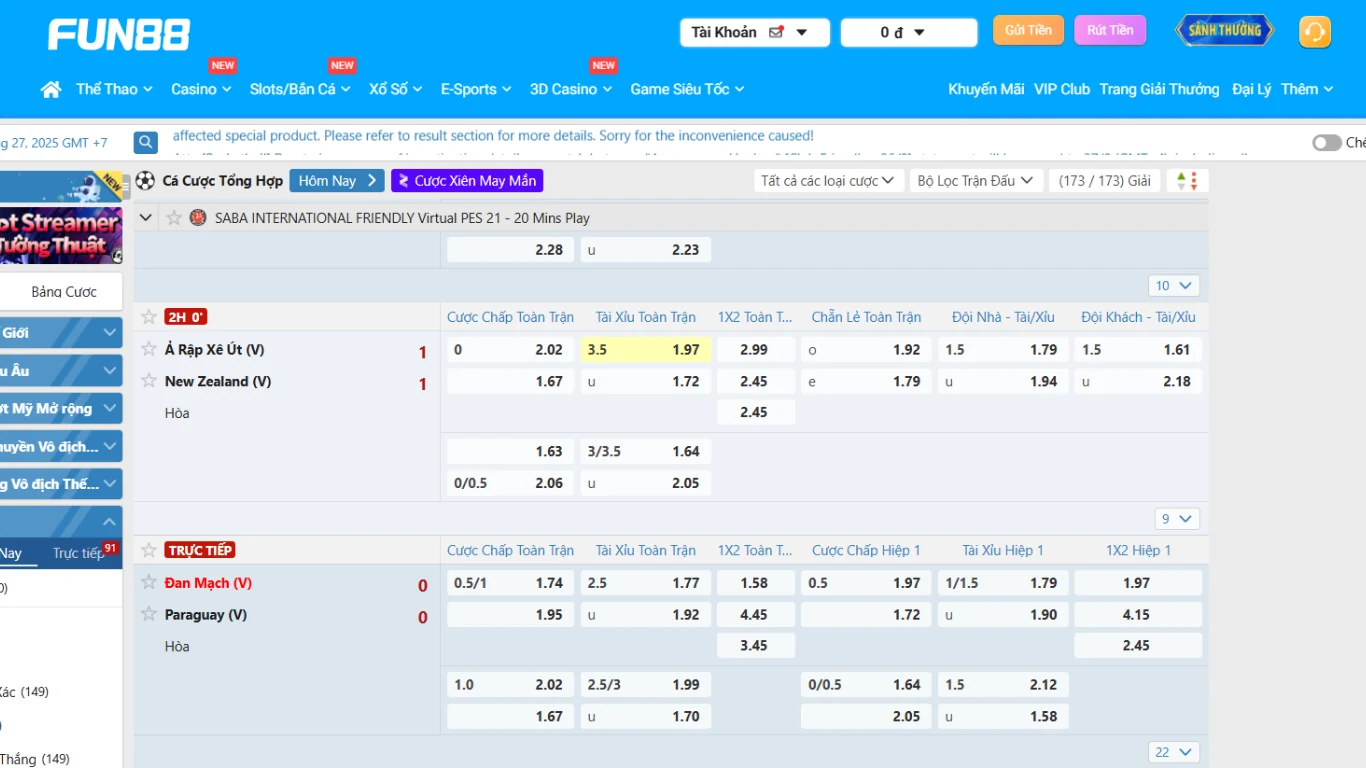 Phiên bản Over/Under quen thuộc hội viên