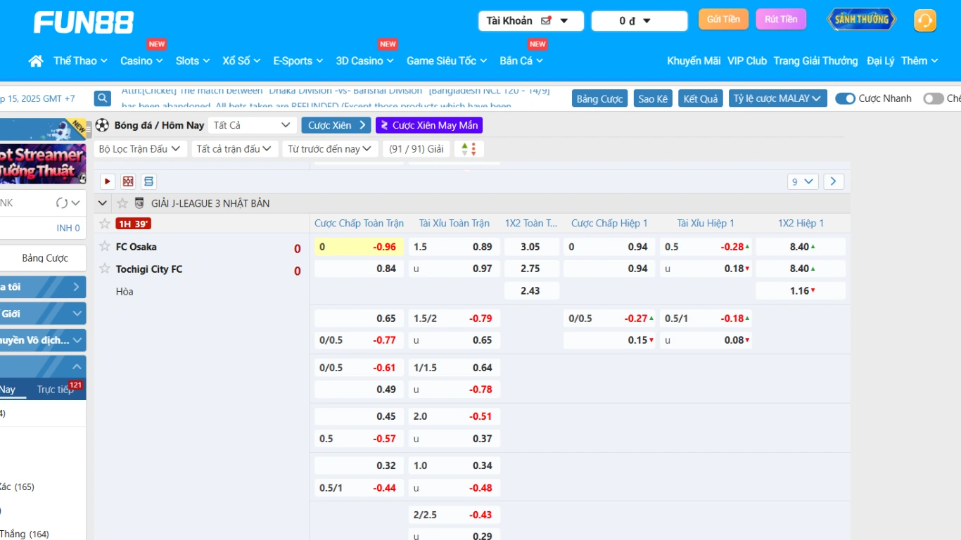 Bước dự đoán và tính thưởng kèo đồng banh